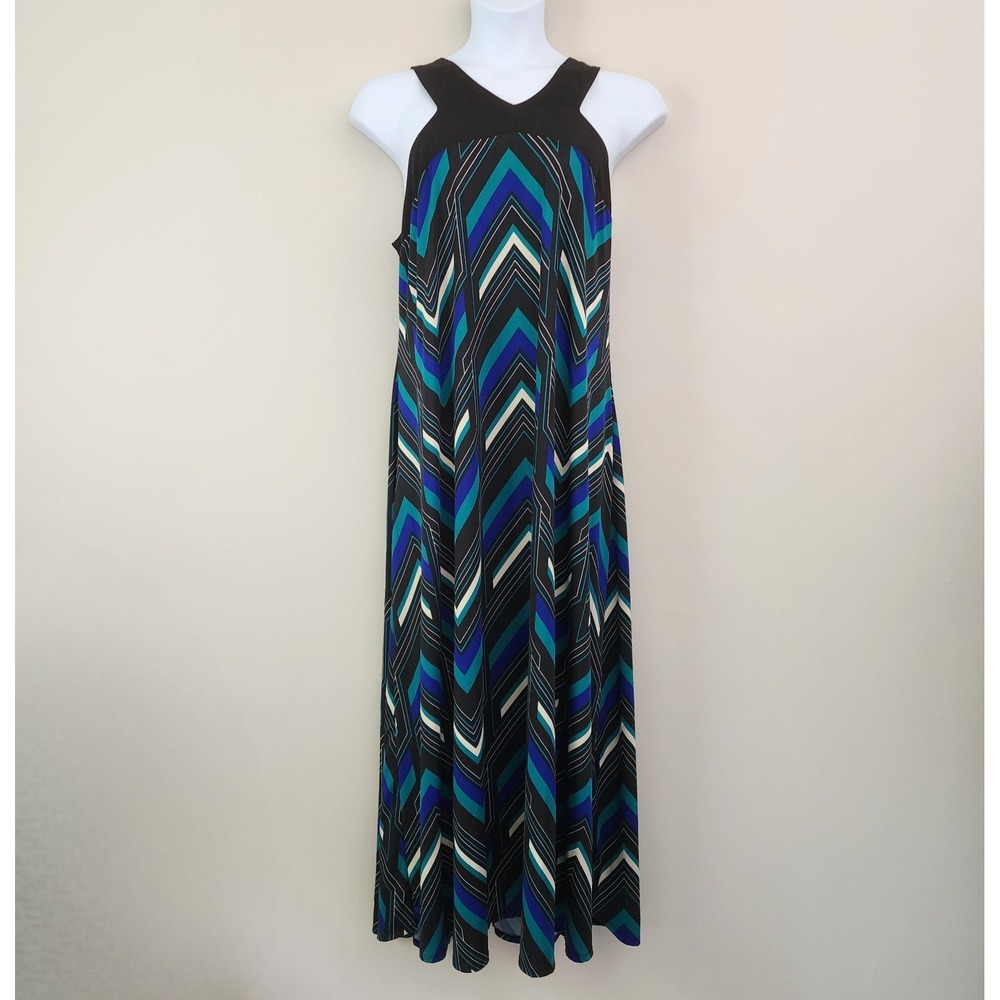 NY COLLECTION Size 3X Multi Zig-Zag Striped Back Keyhole Halter Maxi Dress NWT - Picture 2 of 7